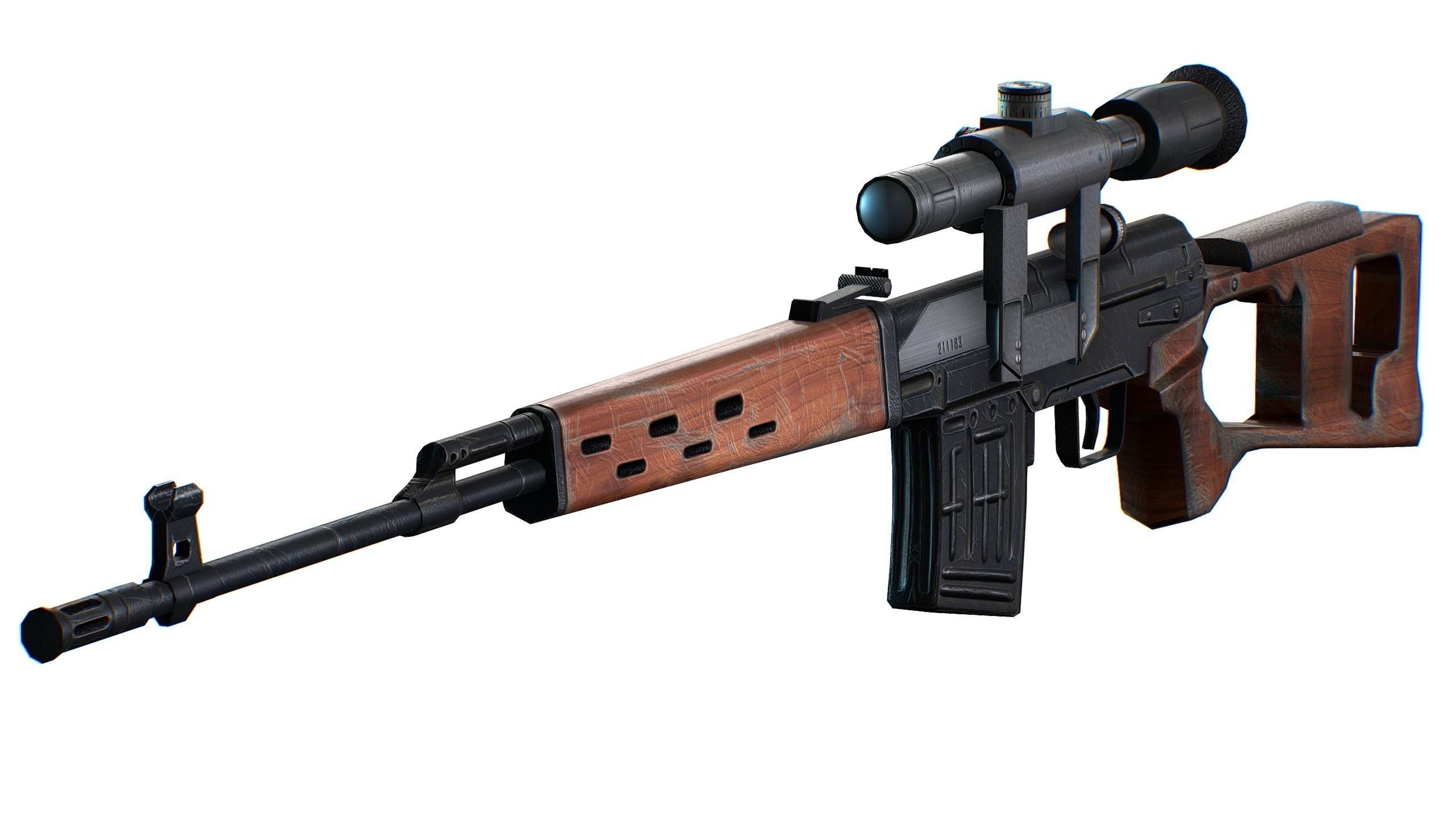 USSR Dragunov Sniper Rifle - SVD Low-poly 3D model_4
