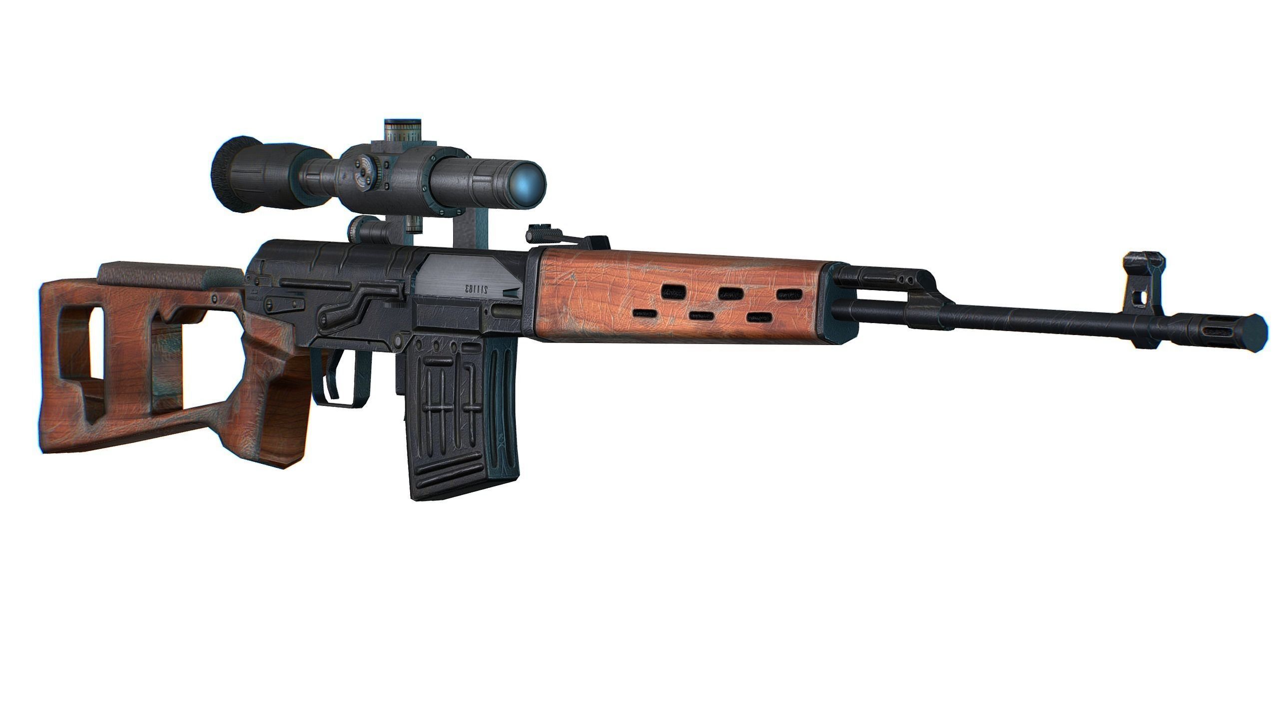 USSR Dragunov Sniper Rifle - SVD Low-poly 3D model_1