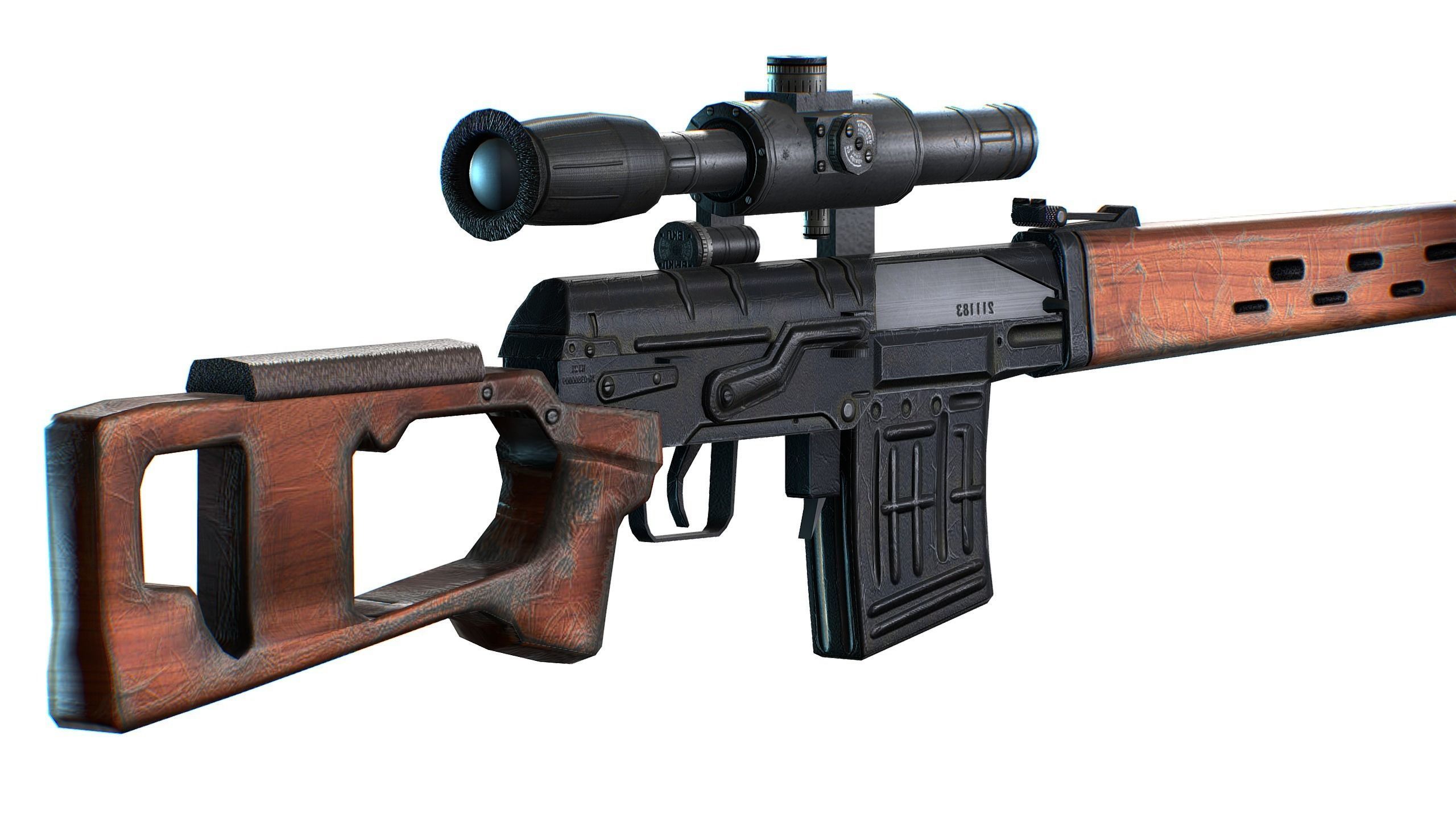 USSR Dragunov Sniper Rifle - SVD Low-poly 3D model_5