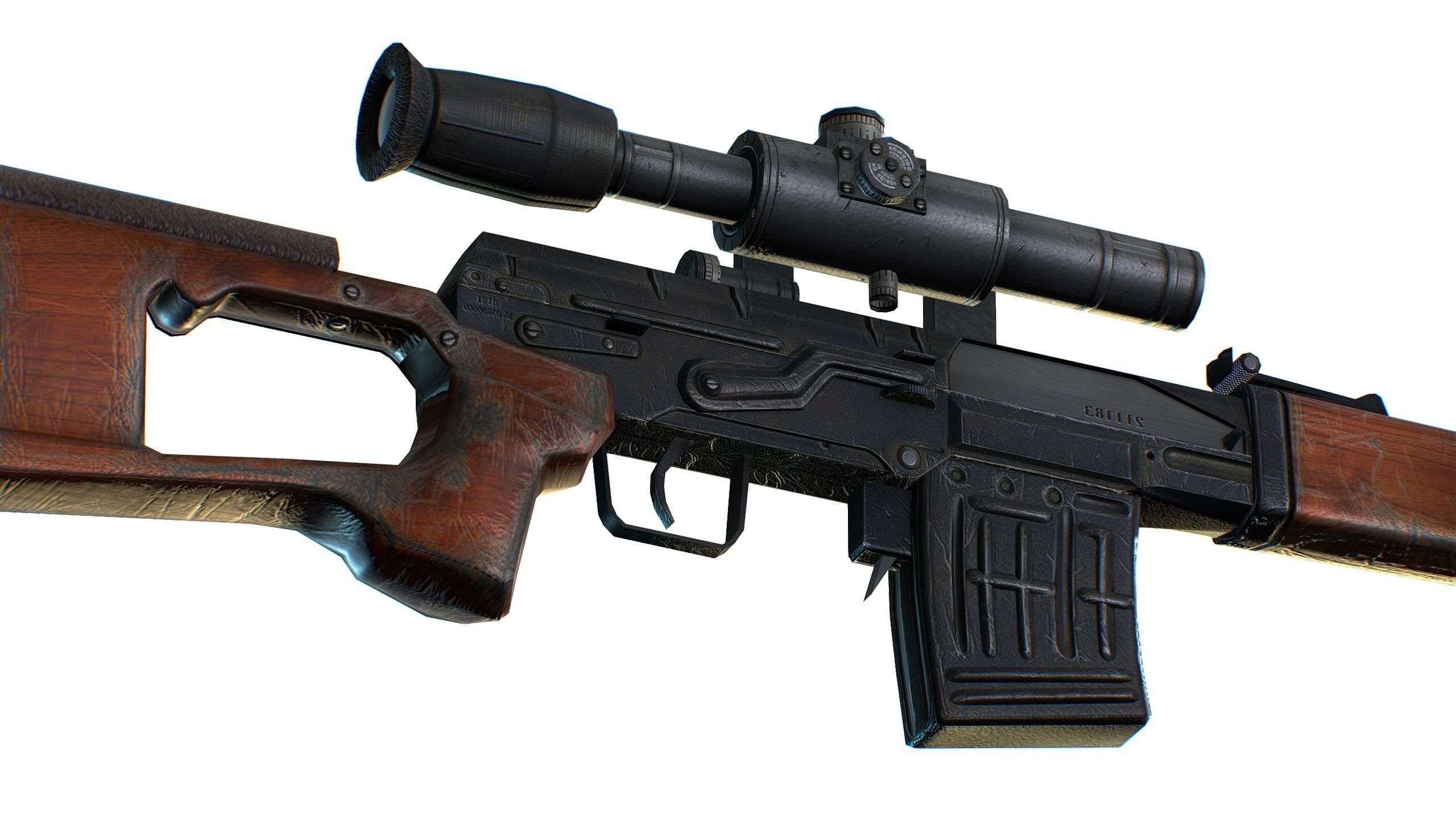 USSR Dragunov Sniper Rifle - SVD Low-poly 3D model_9