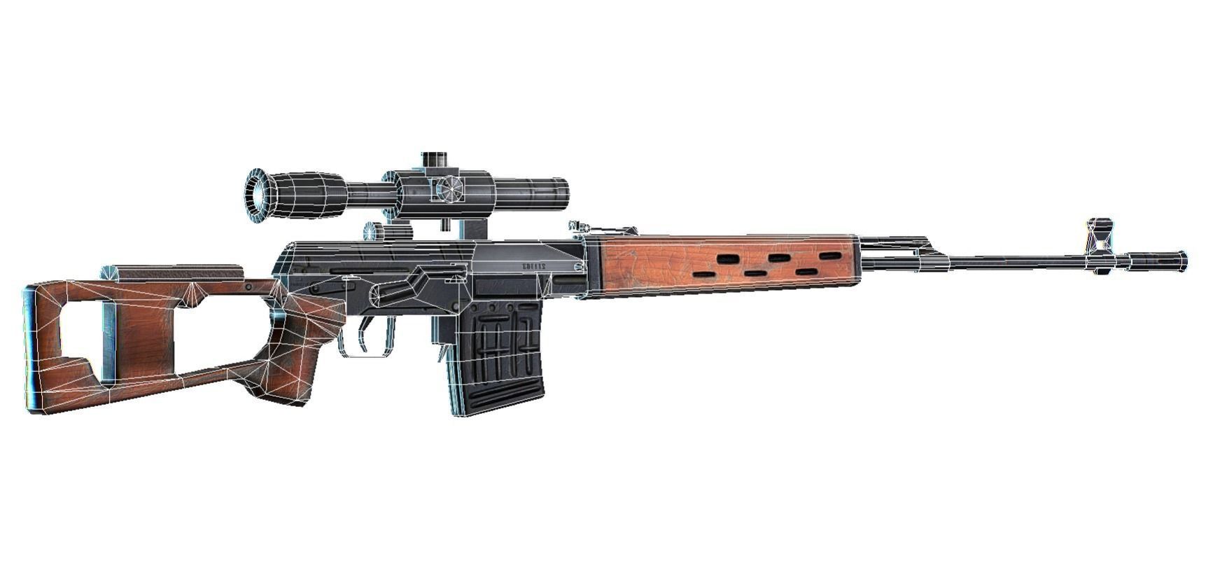 USSR Dragunov Sniper Rifle - SVD Low-poly 3D model_12