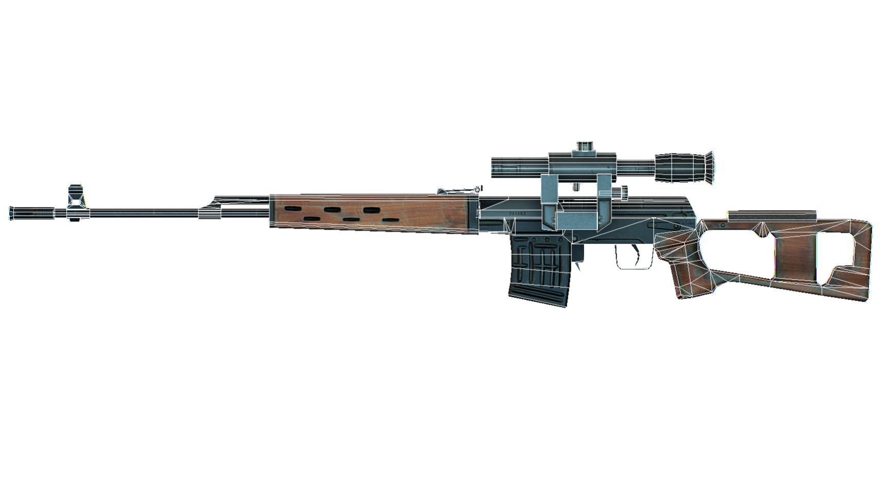 USSR Dragunov Sniper Rifle - SVD Low-poly 3D model_13