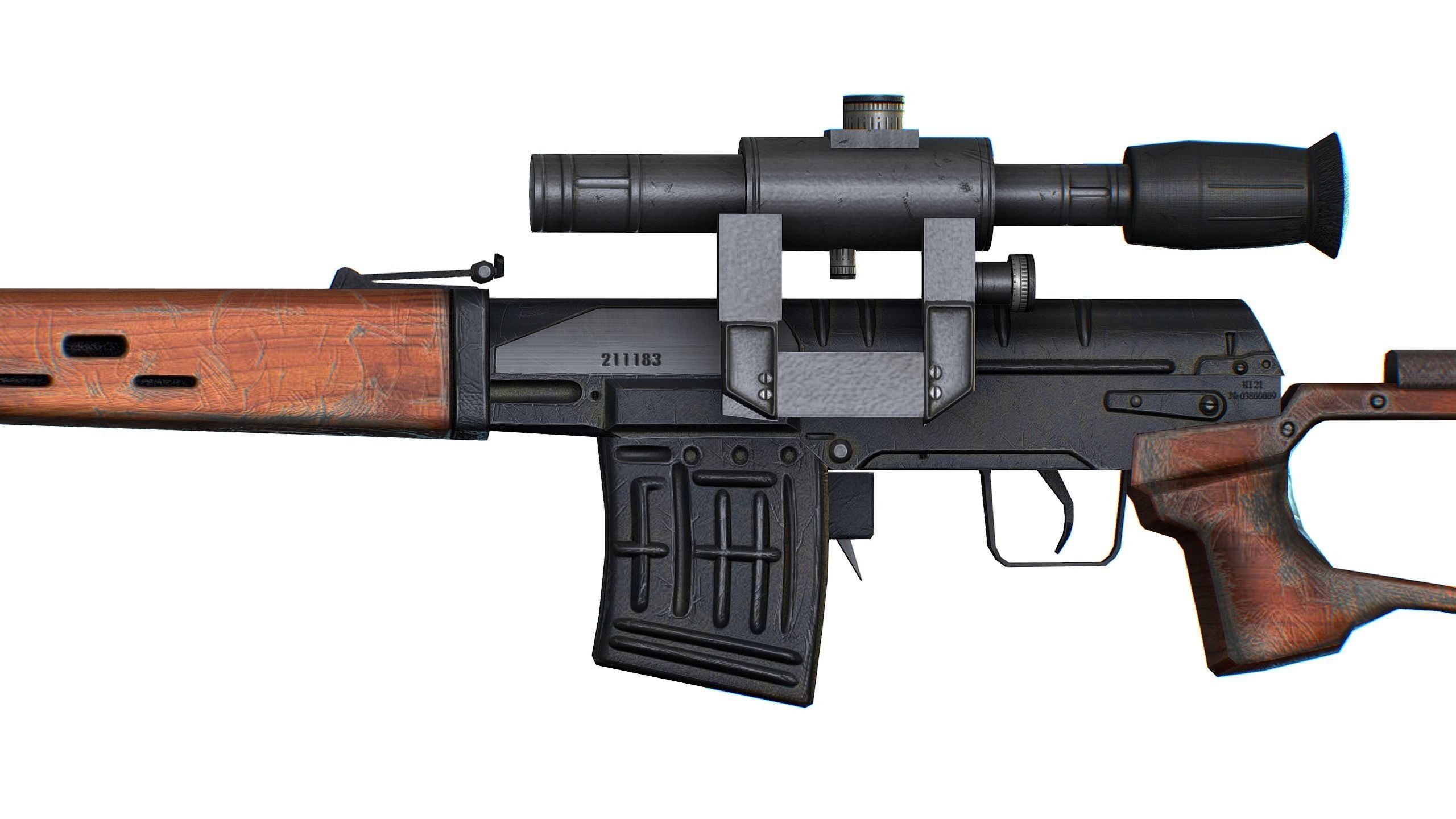 USSR Dragunov Sniper Rifle - SVD Low-poly 3D model_7