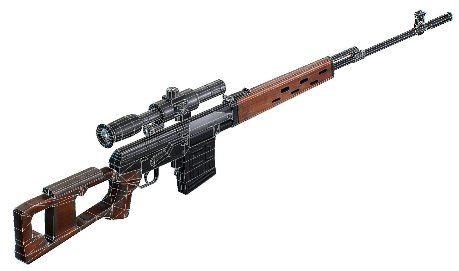 USSR Dragunov Sniper Rifle - SVD Low-poly 3D model_11