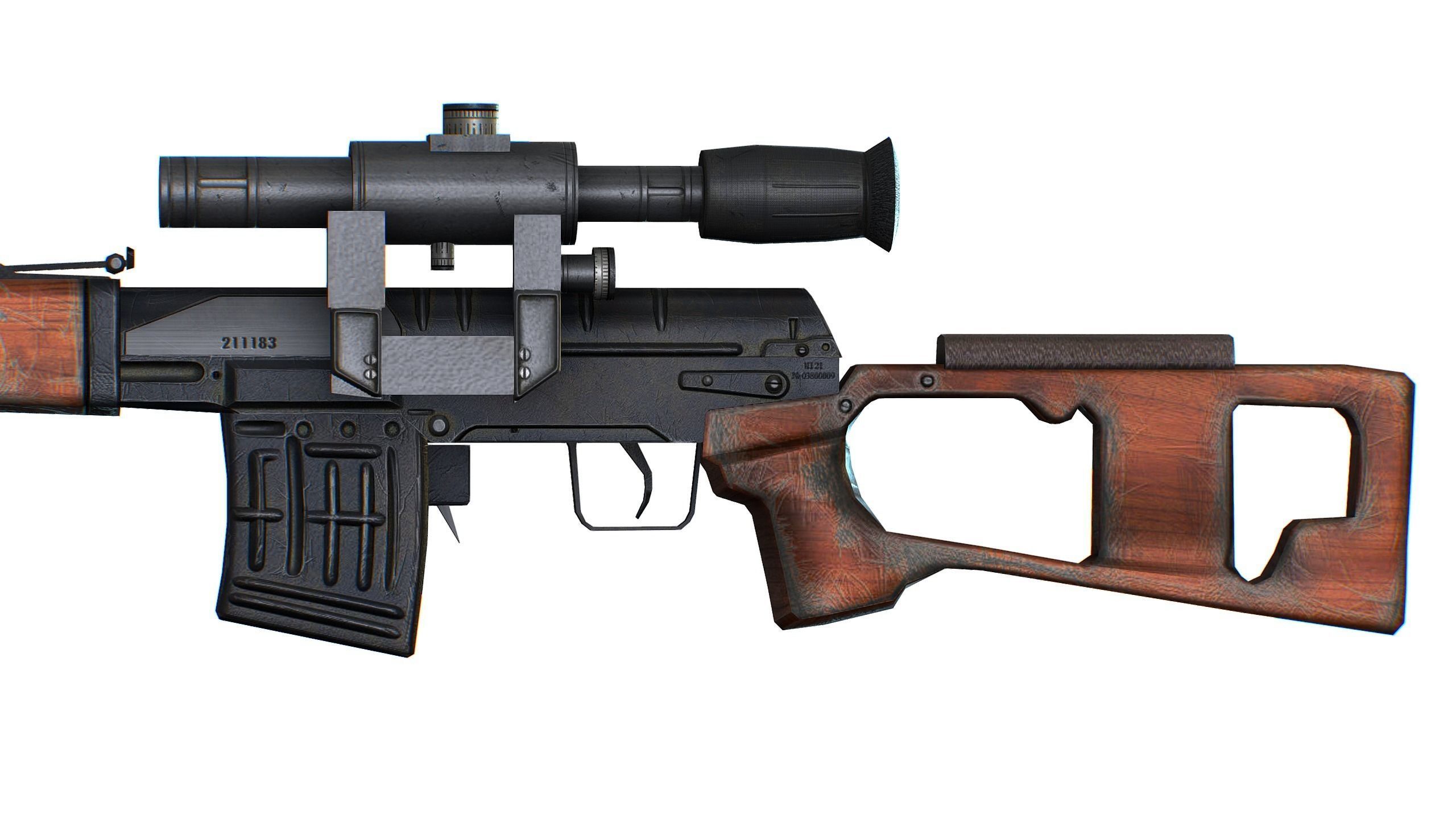 USSR Dragunov Sniper Rifle - SVD Low-poly 3D model_8