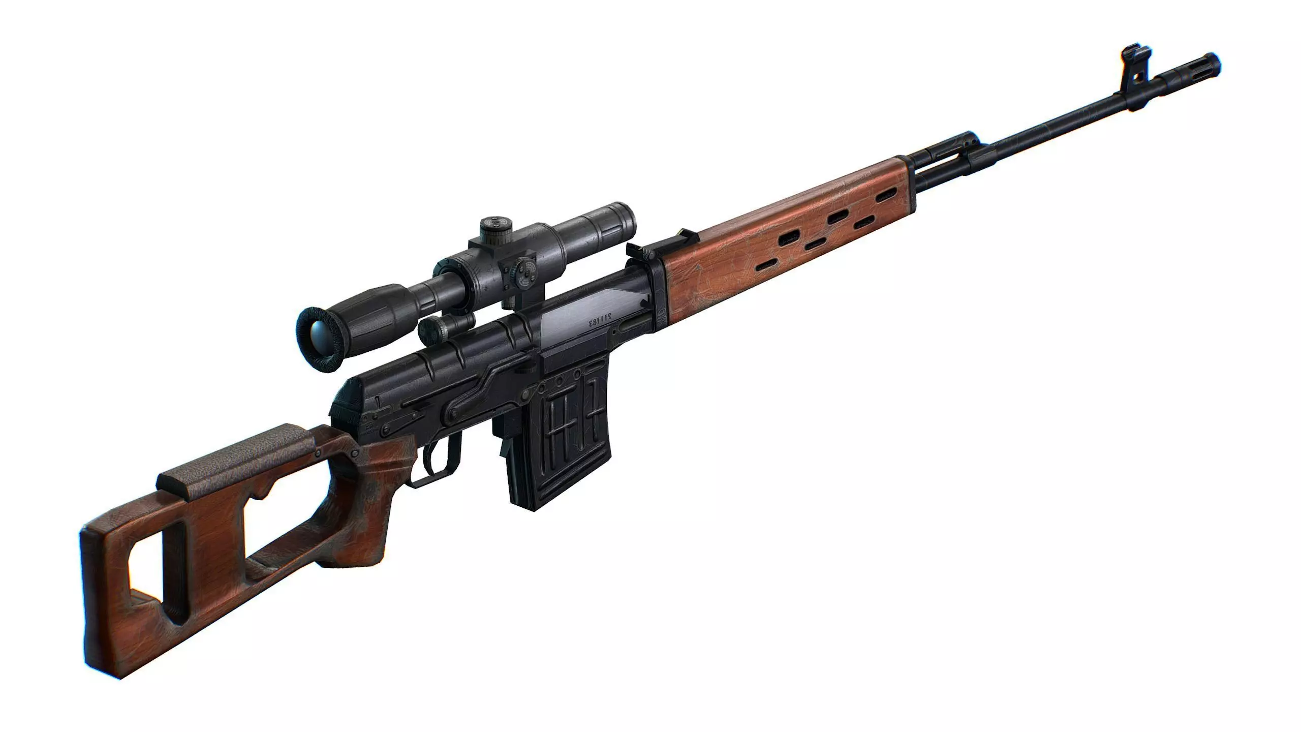 USSR Dragunov Sniper Rifle - SVD Low-poly 3D model_0