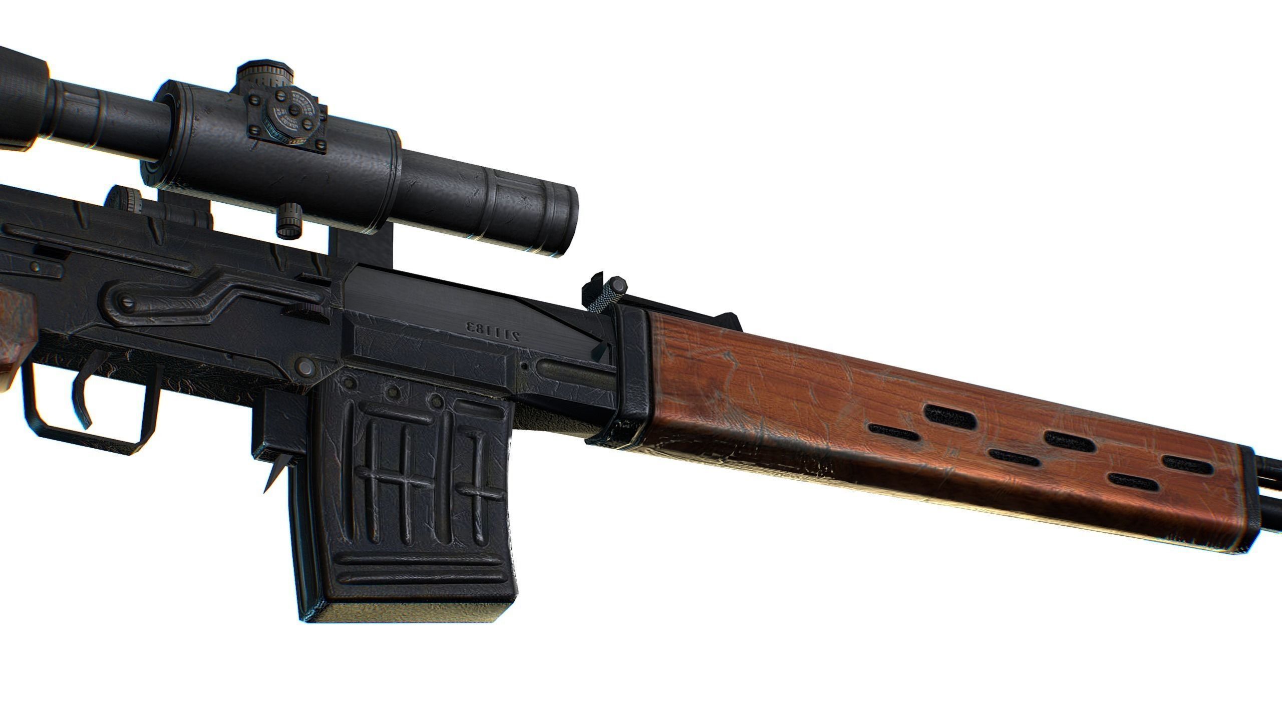 USSR Dragunov Sniper Rifle - SVD Low-poly 3D model_10