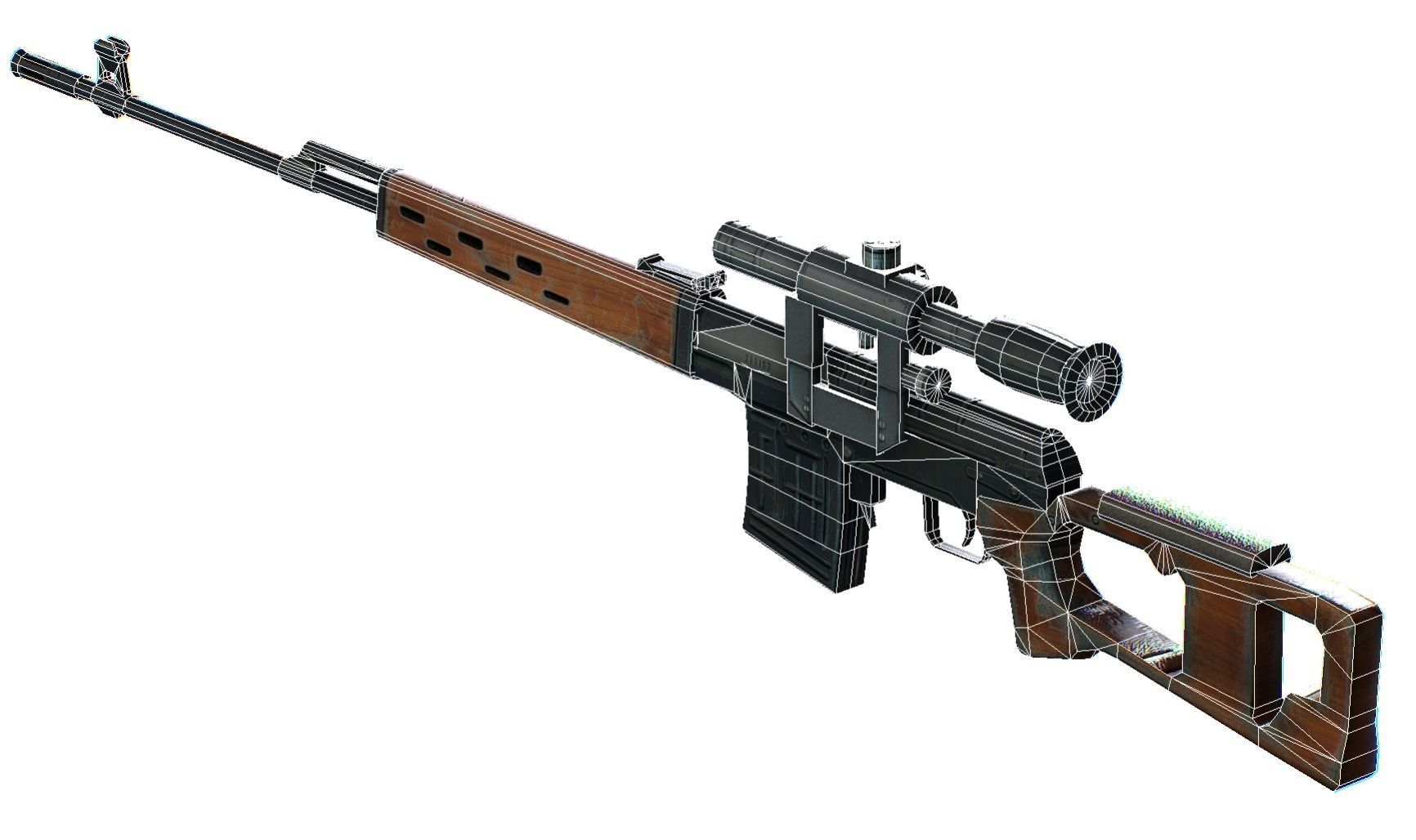 USSR Dragunov Sniper Rifle - SVD Low-poly 3D model_16