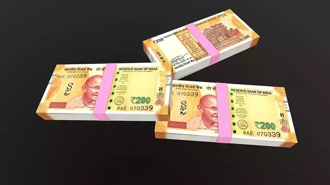 Indian 200 Note Currency Bundle AR VR PBR