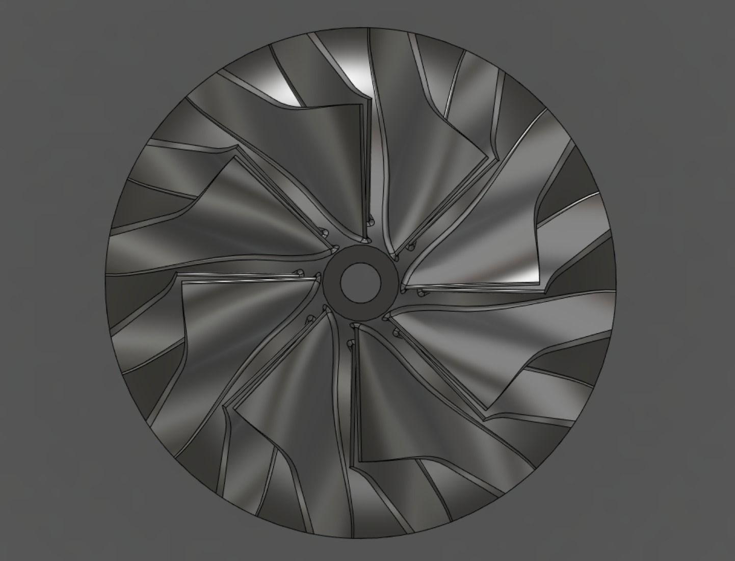 Turbocharger Impeller 100mm 3D Print  3D print model_5