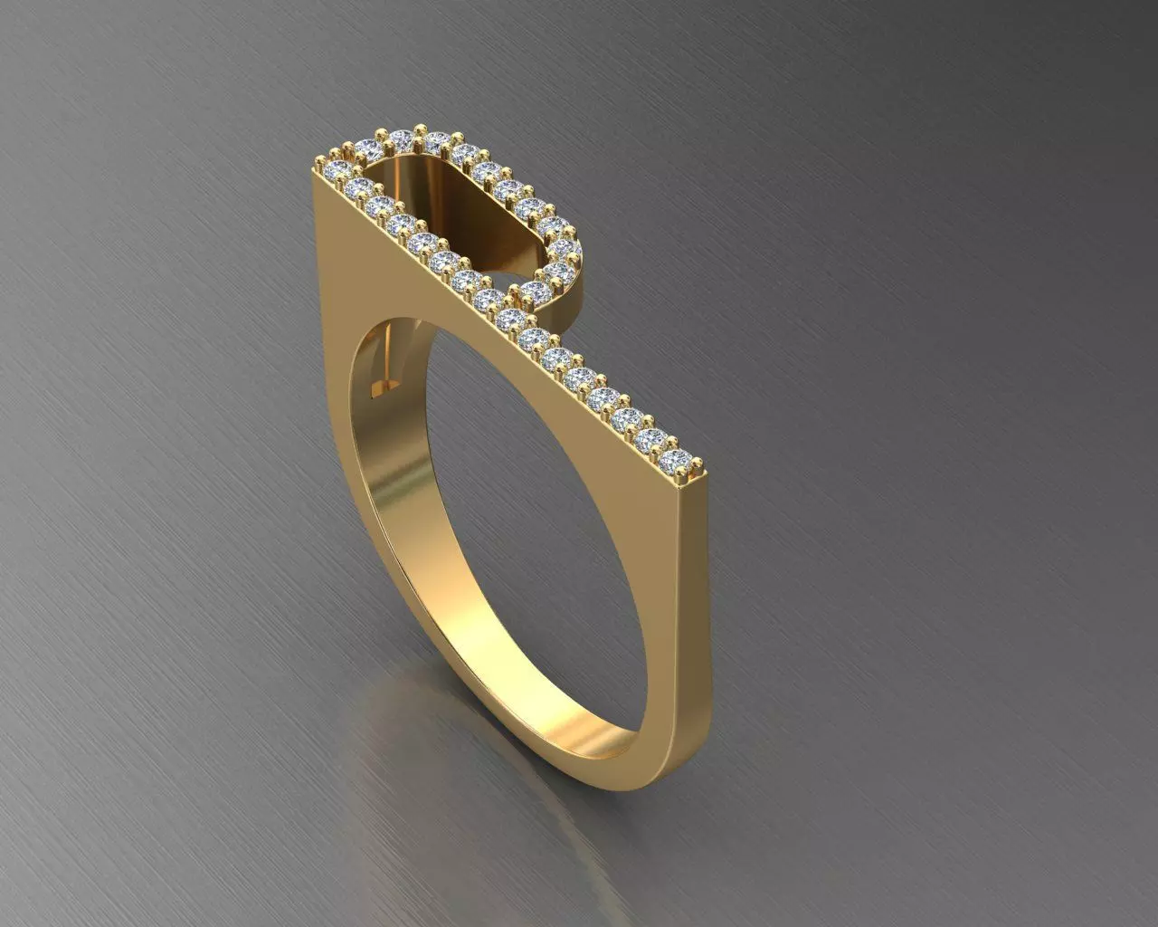 alphabet jewelry ring diamond letter P 3D print model