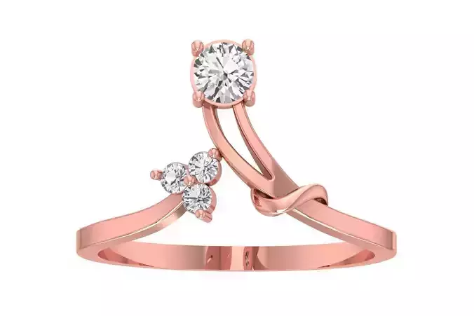 Solitaire Women Bypass Band Ring