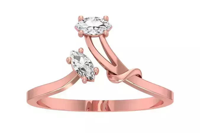 Solitaire Women Bypass Band Ring
