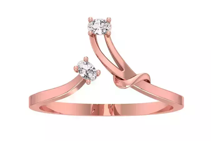 Solitaire Women Bypass Band Ring
