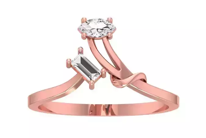 Solitaire Women Bypass Band Ring