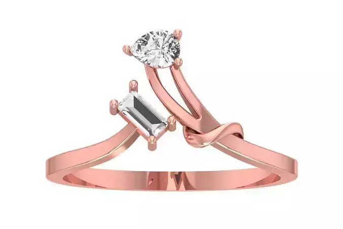Solitaire Women Bypass Band Ring