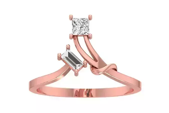 Solitaire Women Bypass Band Ring