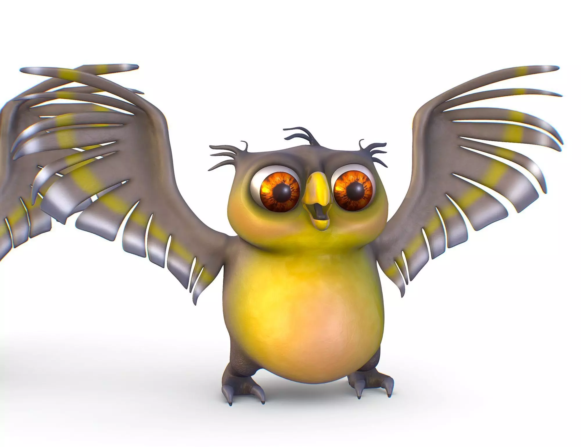 Cartoon Subdivision Toon Grey Bird Owl 3D model