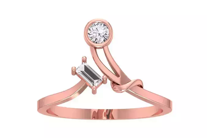 Solitaire Women Bypass Band Ring