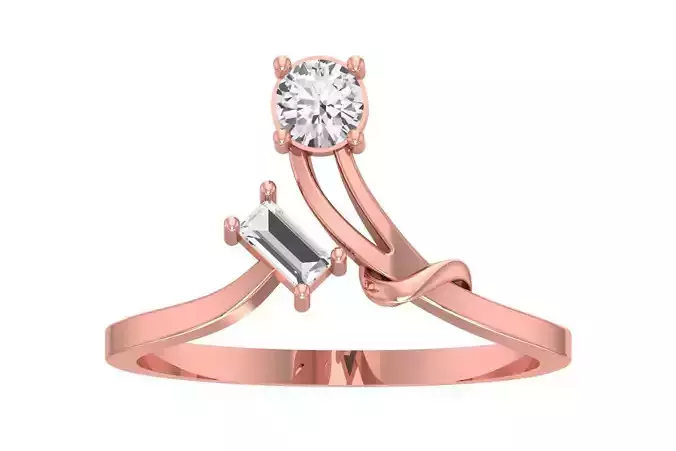 Solitaire Women Bypass Band Ring