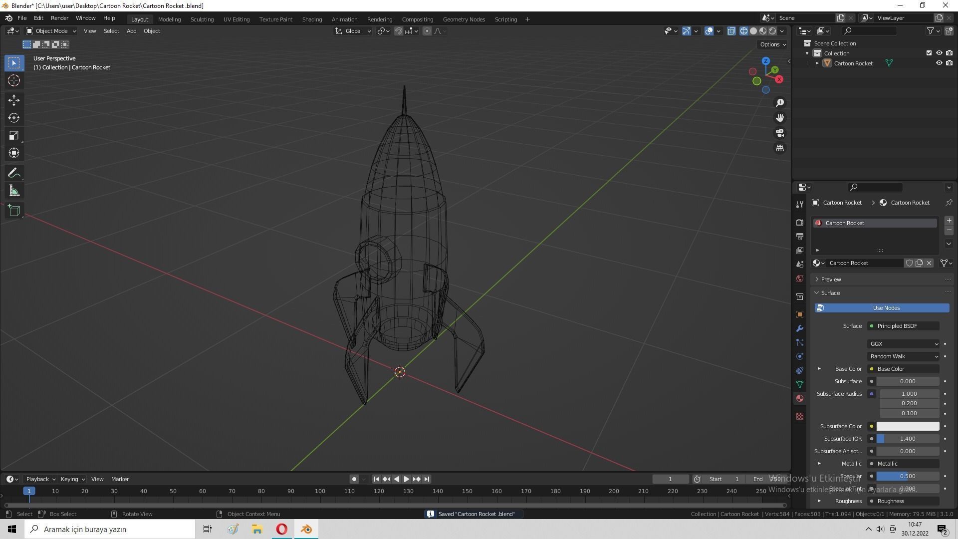 Cartoon Rocket  Low-poly 3D model_31