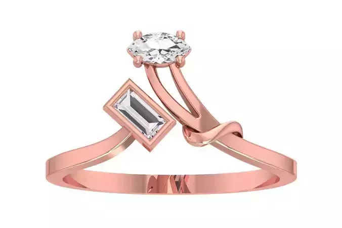 Solitaire Women Bypass Band Ring