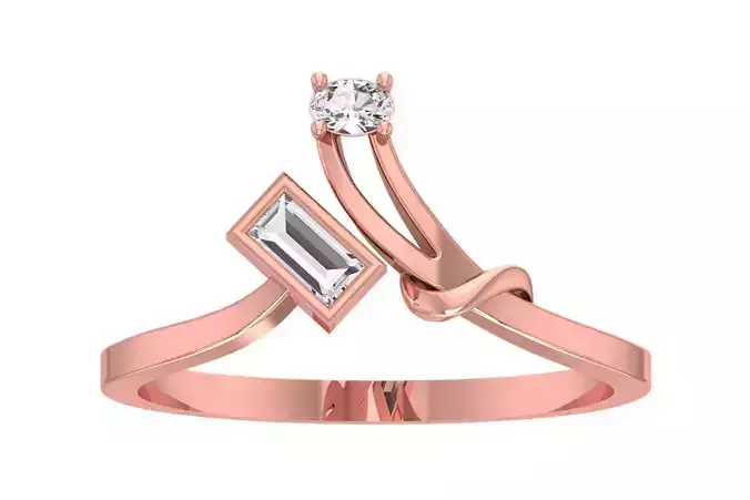 Solitaire Women Bypass Band Ring
