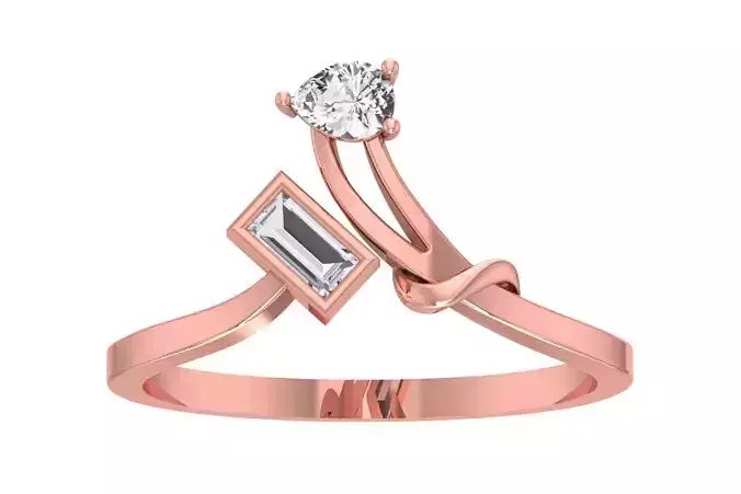 Solitaire Women Bypass Band Ring
