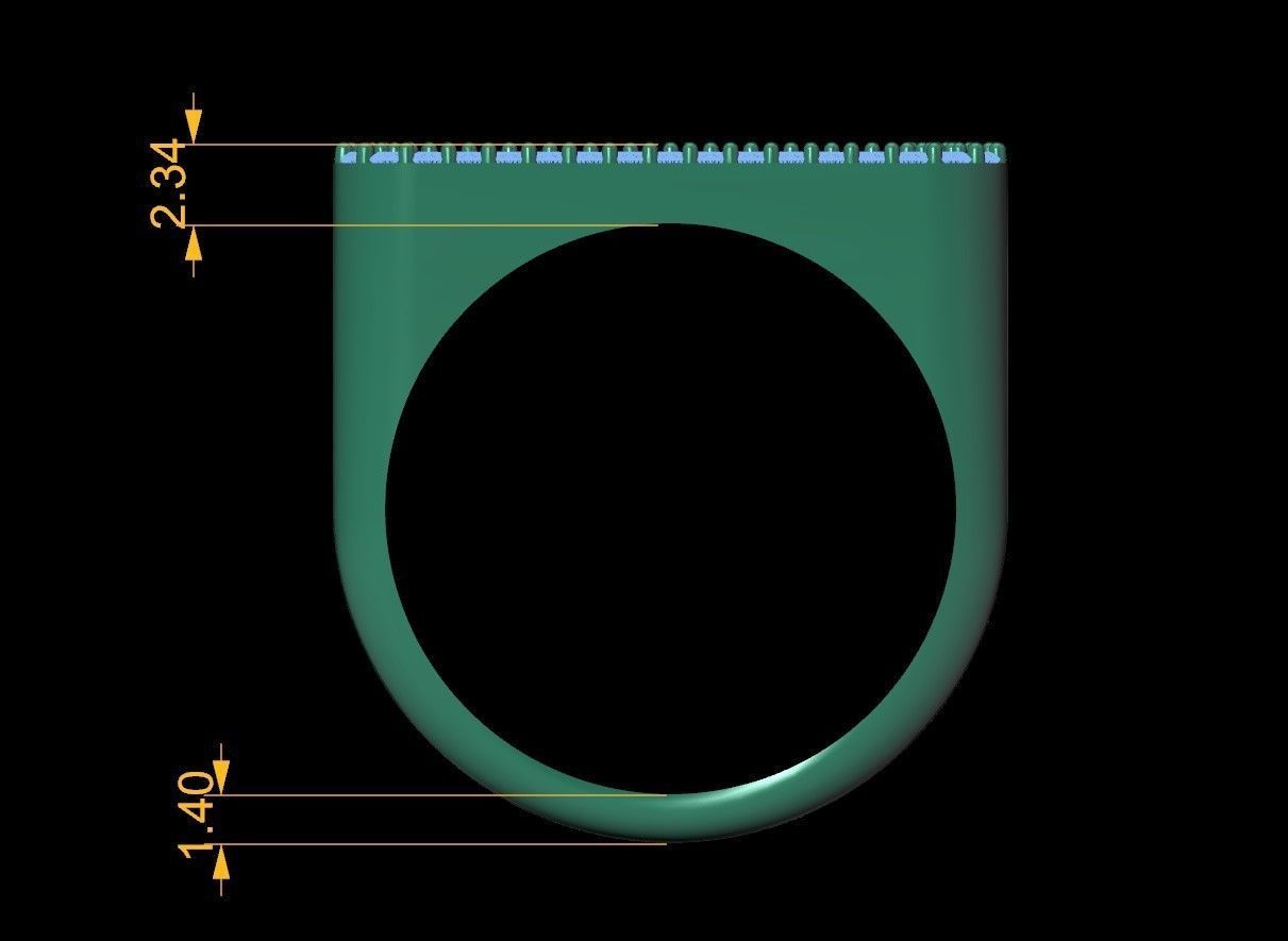 alphabet jewelry ring diamond letter Q 3D print model_8