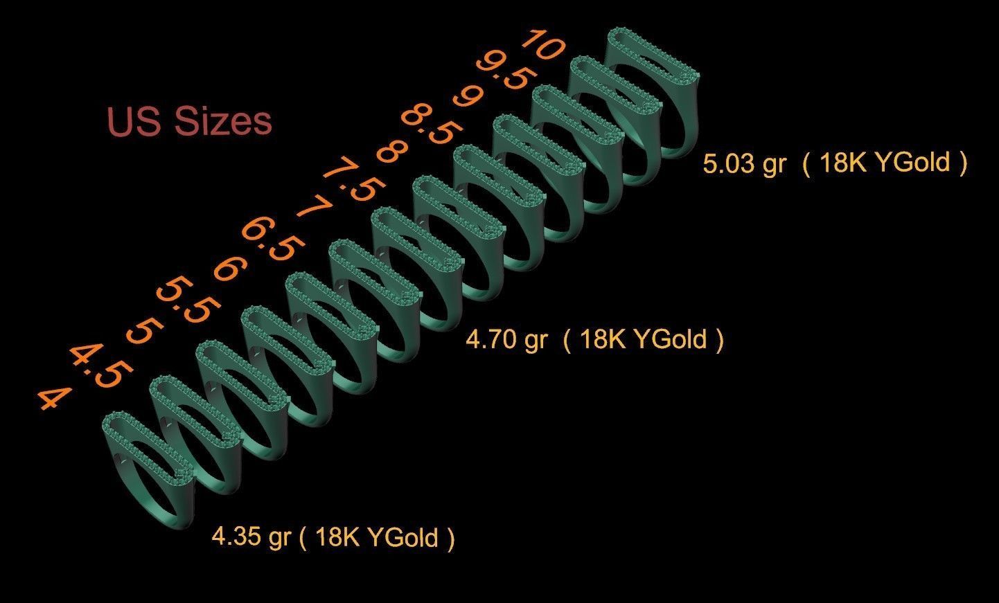 alphabet jewelry ring diamond letter Q 3D print model_4