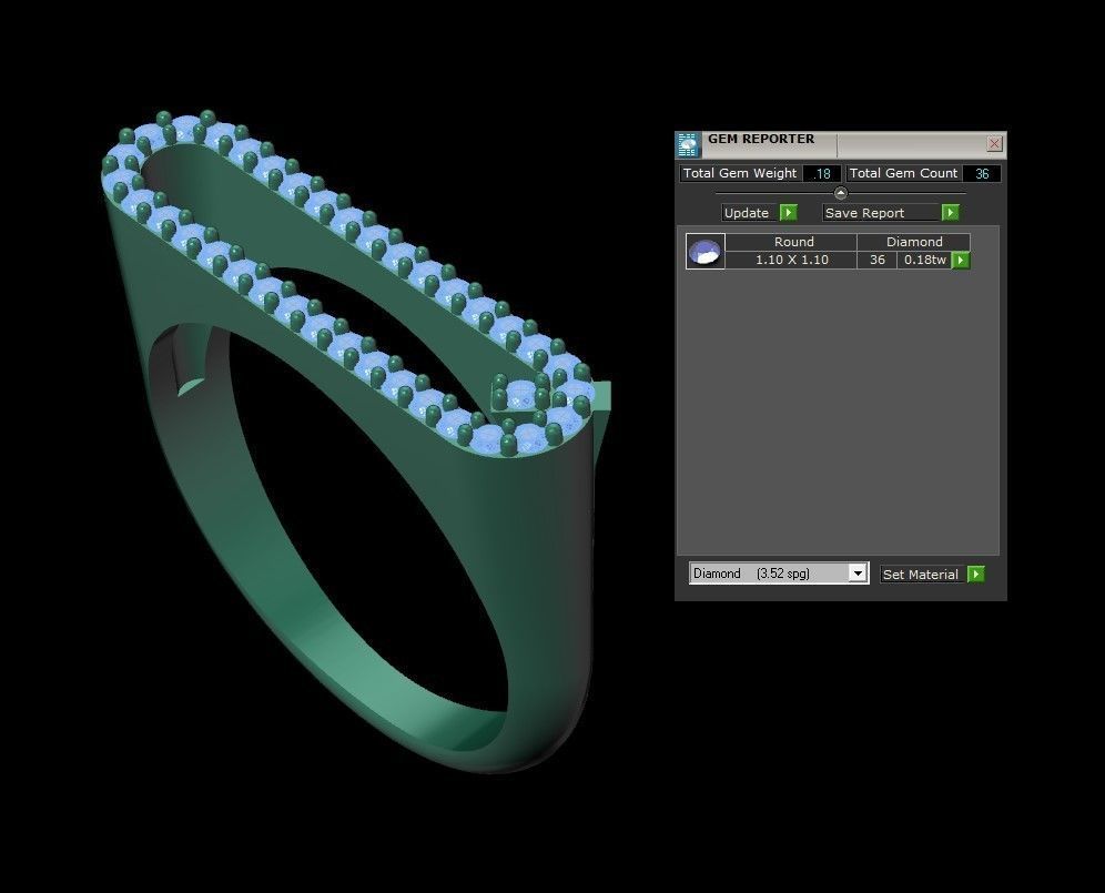 alphabet jewelry ring diamond letter Q 3D print model_6