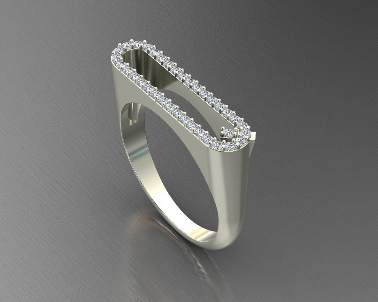 alphabet jewelry ring diamond letter Q 3D print model_2