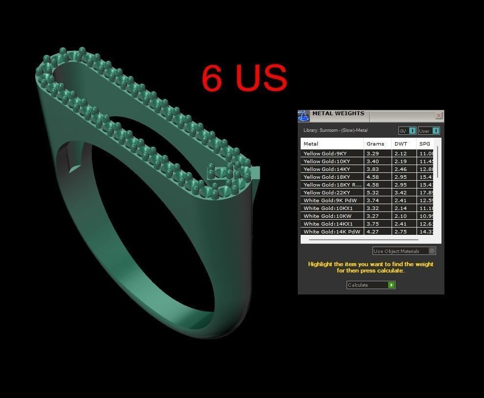 alphabet jewelry ring diamond letter Q 3D print model_5