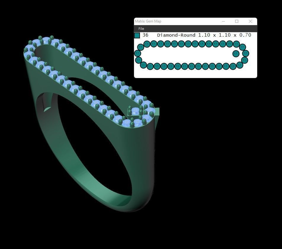 alphabet jewelry ring diamond letter Q 3D print model_7