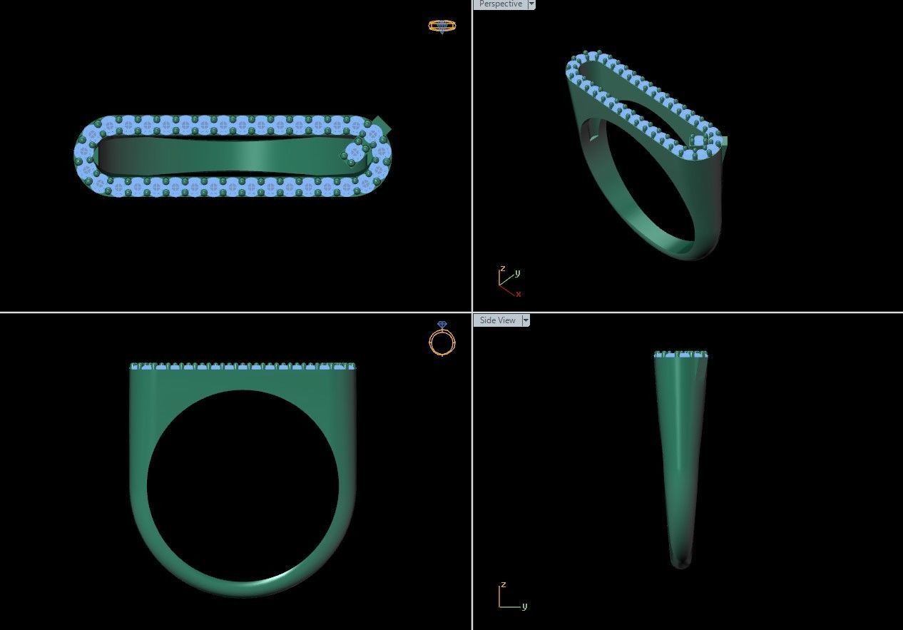 alphabet jewelry ring diamond letter Q 3D print model_3