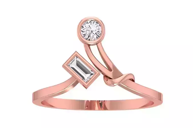 Solitaire Women Bypass Band Ring