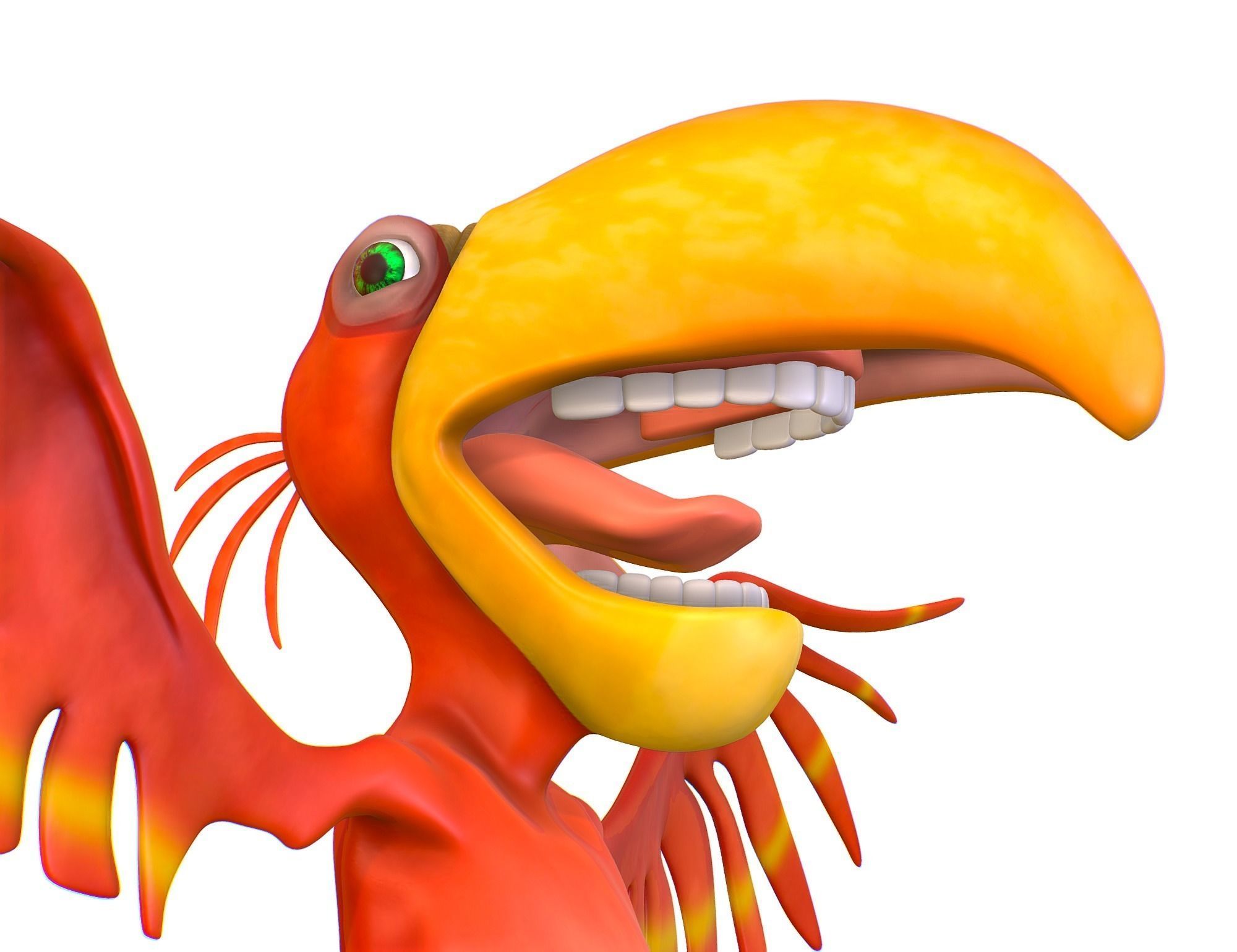 Subdivision Toon Red Bird  Cockatoo Toucan 3D model_5