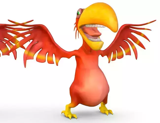 Subdivision Toon Red Bird  Cockatoo Toucan