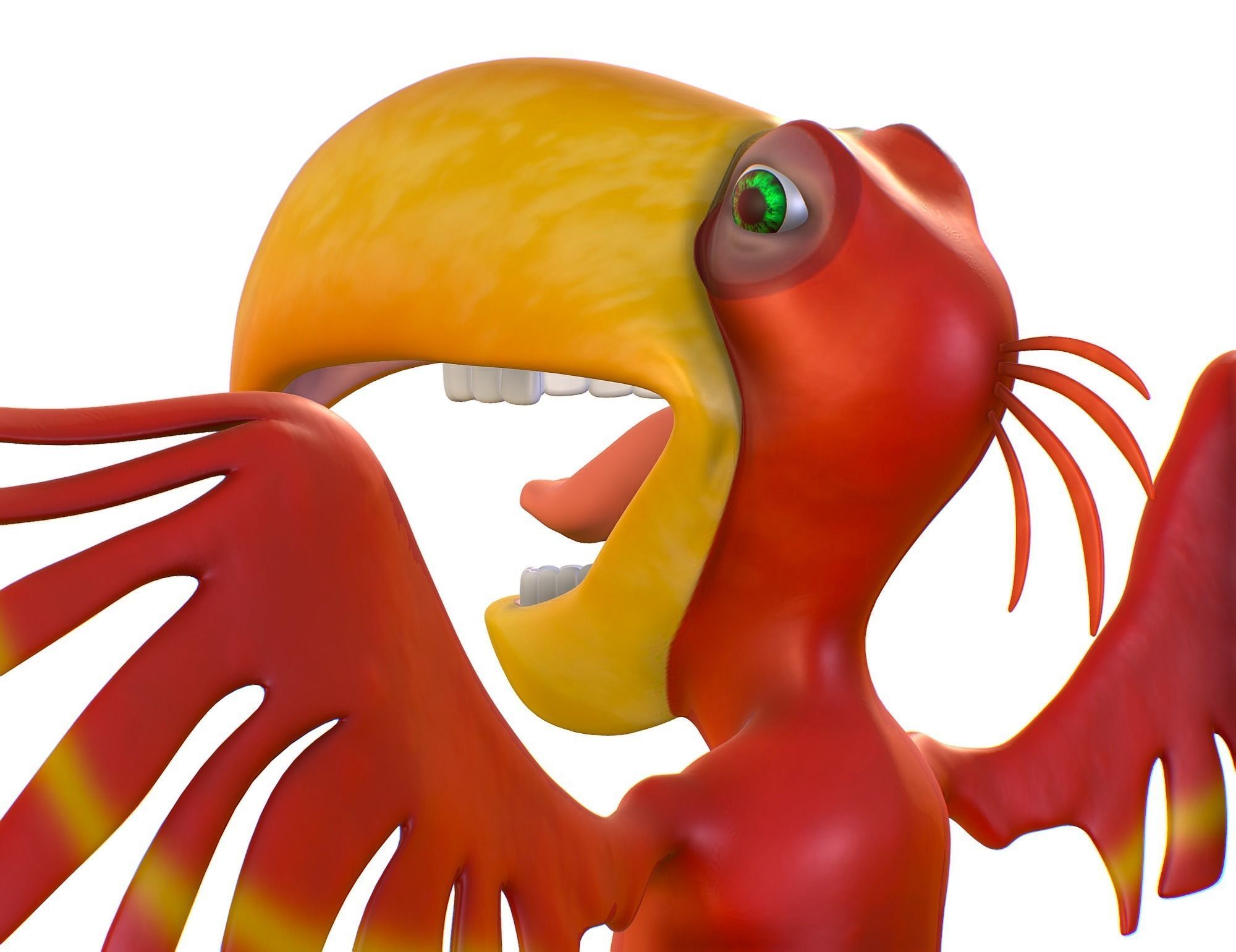 Subdivision Toon Red Bird  Cockatoo Toucan 3D model_6