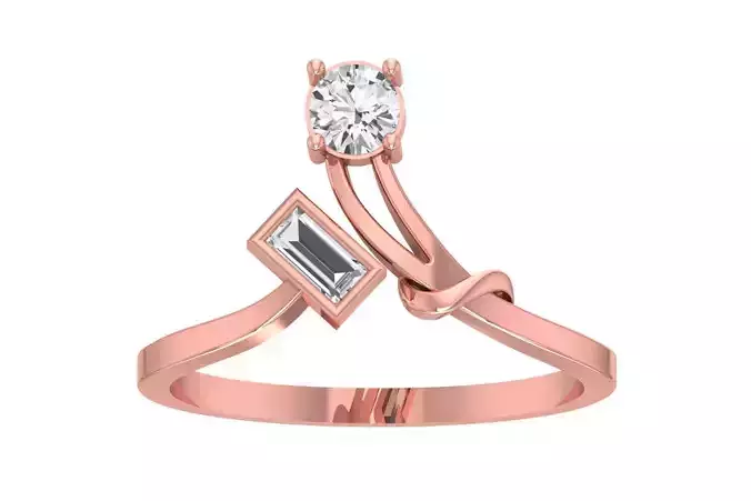 Solitaire Women Bypass Band Ring