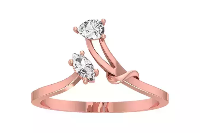 Solitaire Women Bypass Band Ring