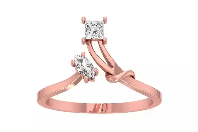 Solitaire Women Bypass Band Ring