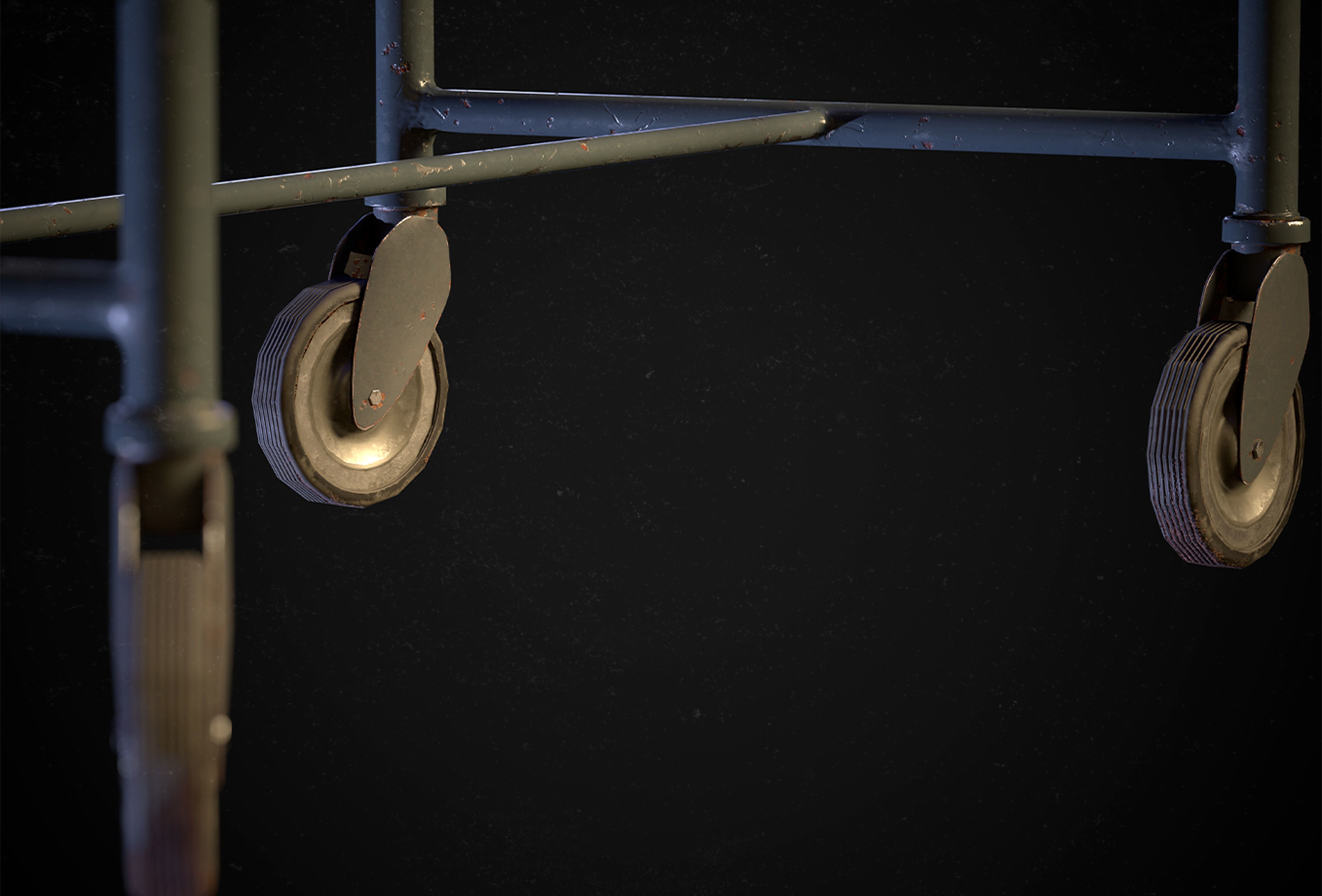 Old Hostipal Stretcher Low-poly 3D model_3