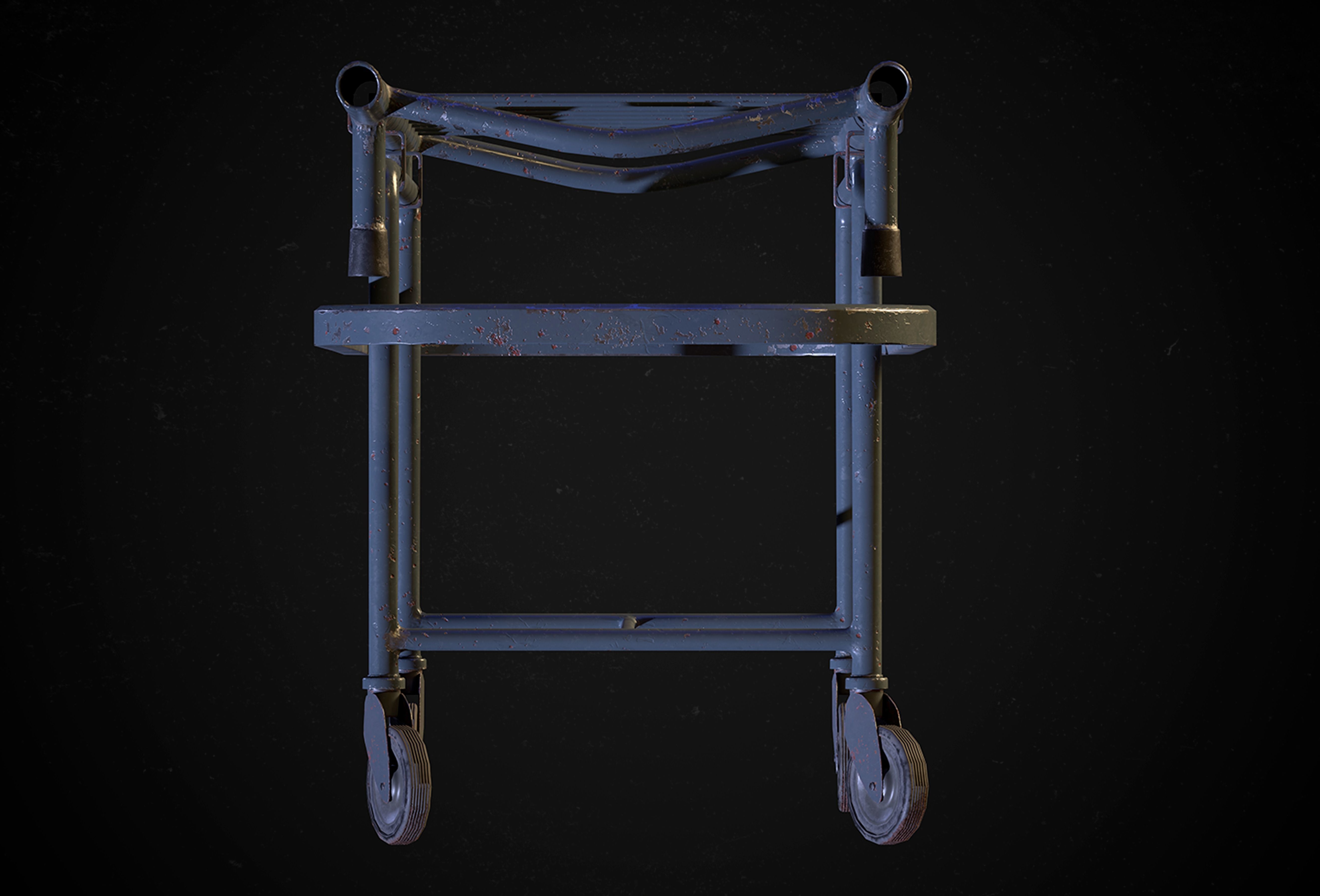 Old Hostipal Stretcher Low-poly 3D model_5