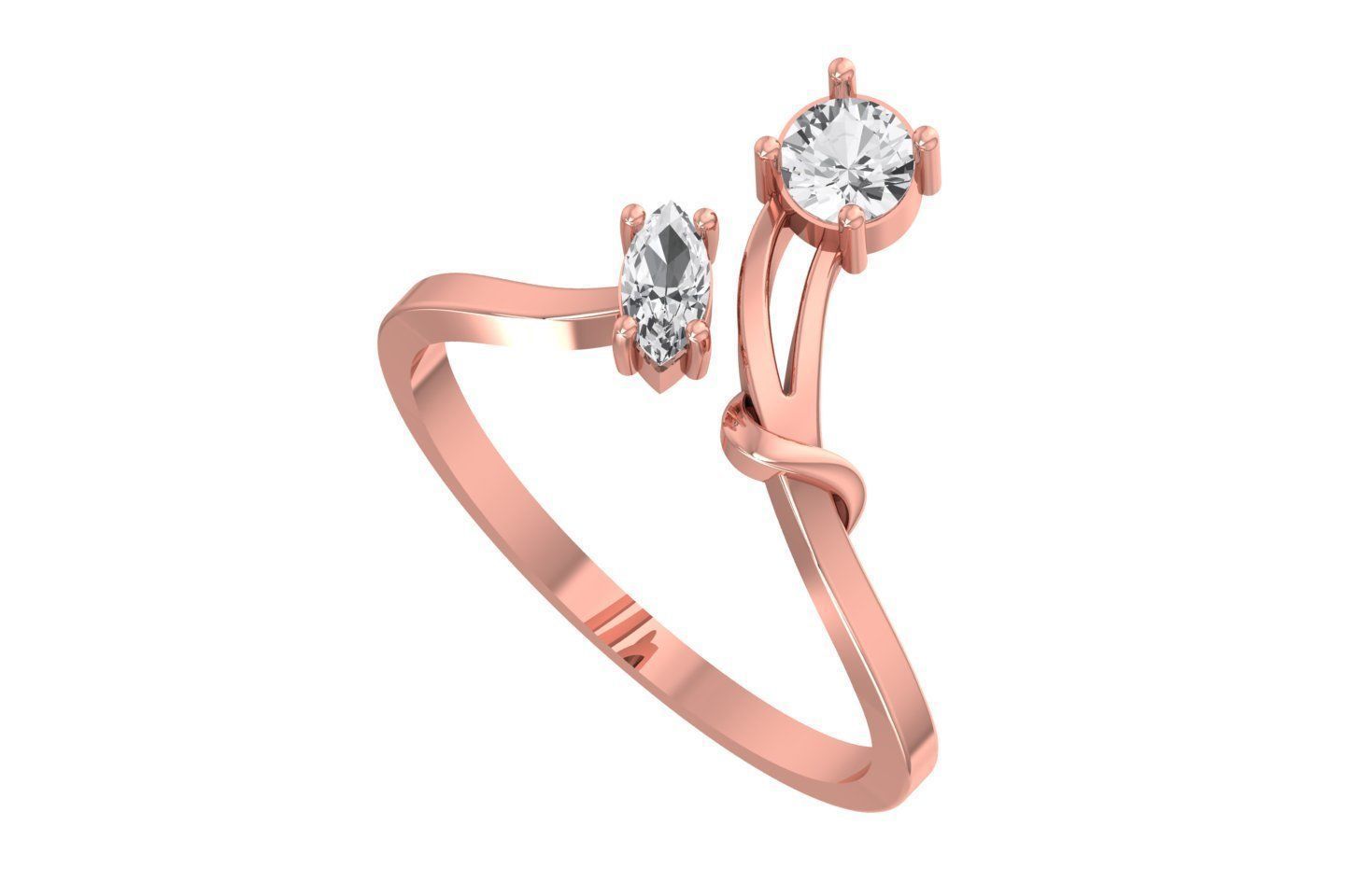 Solitaire Women Bypass Band Ring 3D print model_2