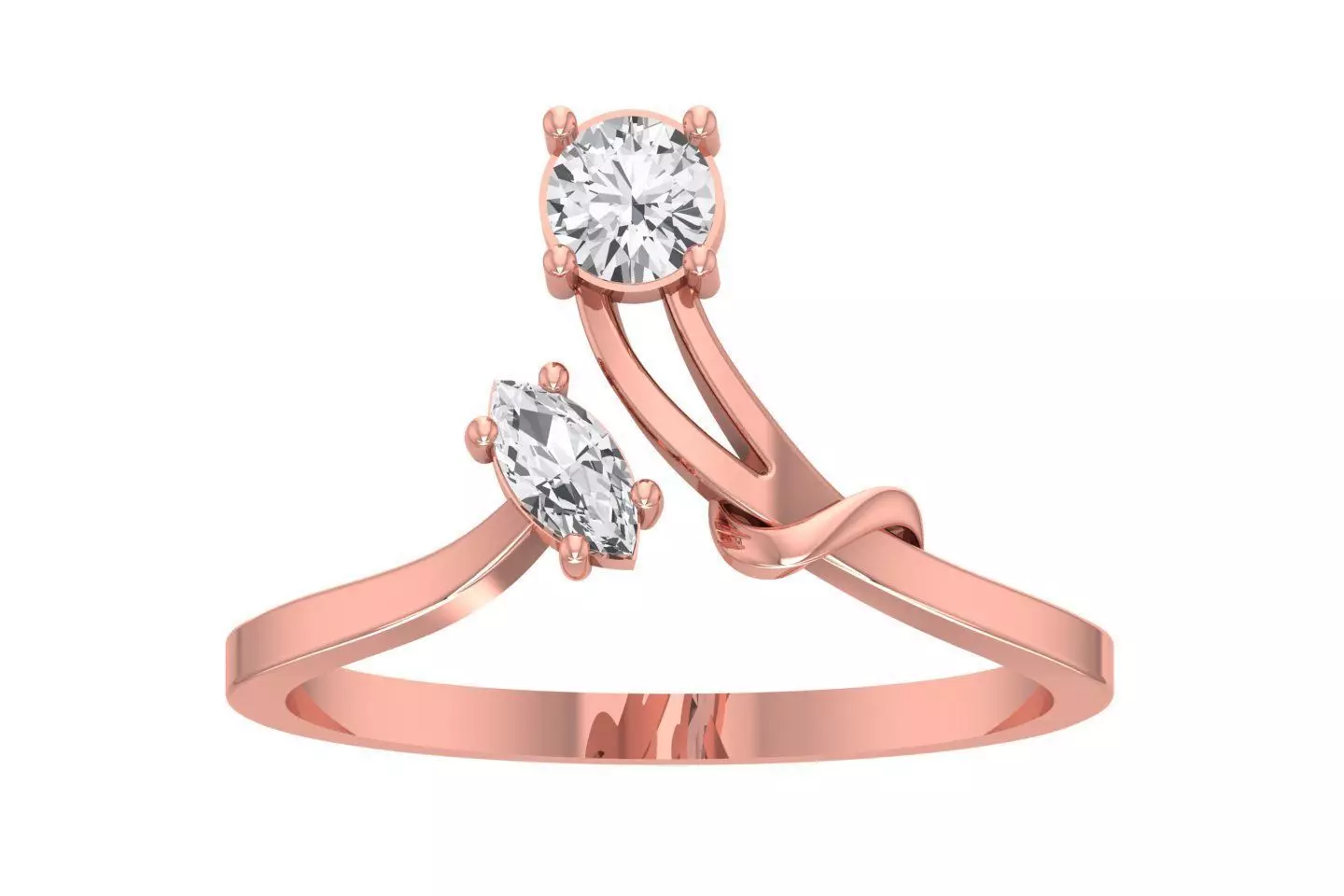 Solitaire Women Bypass Band Ring 3D print model_0