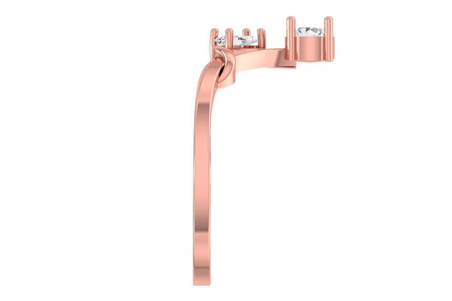 Solitaire Women Bypass Band Ring 3D print model_1