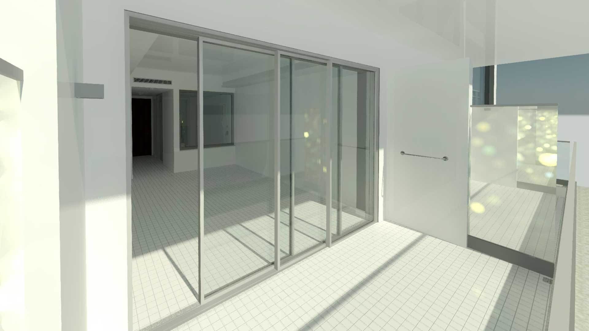 3 Panel Sliding Balcony Door 3D model_1