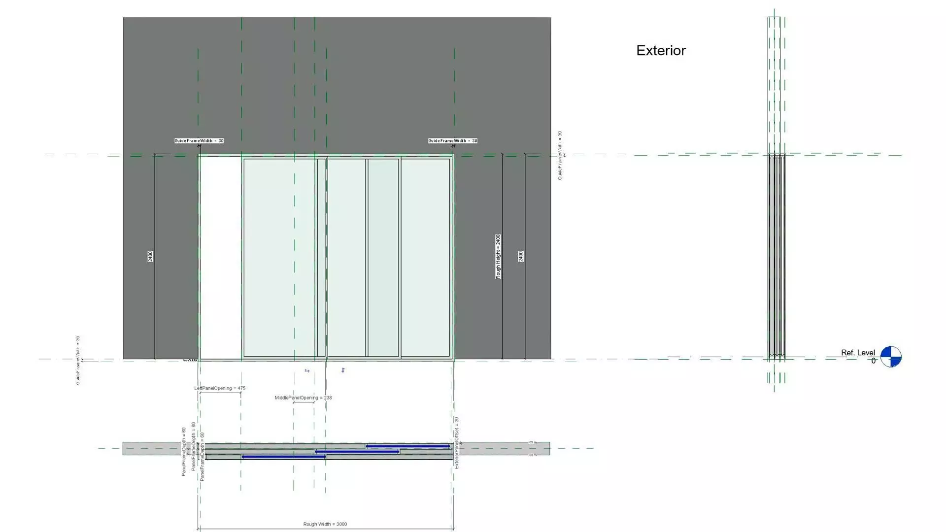 3 Panel Sliding Balcony Door 3D model_0
