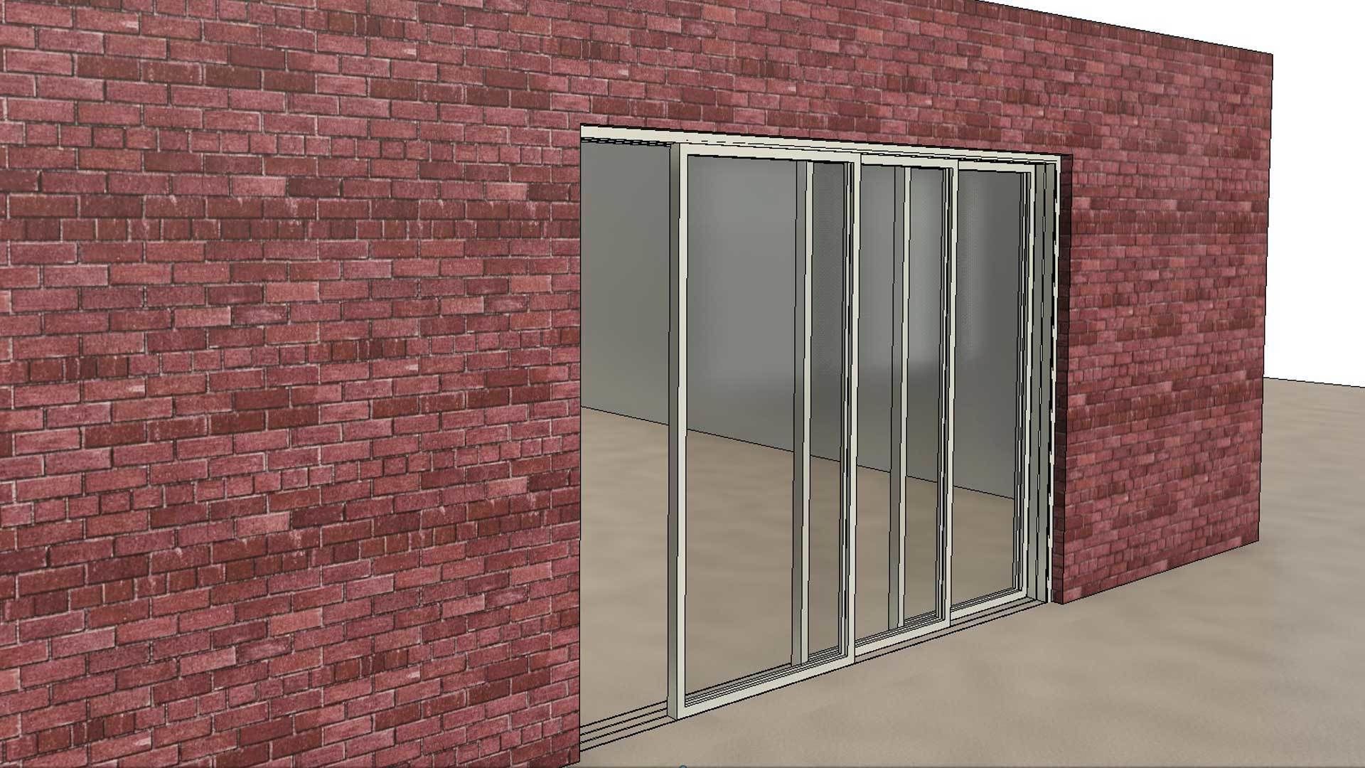 3 Panel Sliding Balcony Door 3D model_5